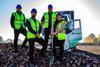 (From left) Joe, Sam, Paul and Emily Eyles breaking ground at the new facility