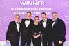 Logistics Leadership Awards left to right Peter Acton, Joe Partner, Caroline Lister, Tom Mcdonald and James Blackman (category sponsor)