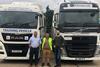 ELB Partners MD Peter Eason (left) with EP Training Services MD Sean Pargeter and ELB driver Nigel Lane, who joined the business via EP training.