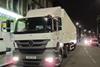 Mercedes-Benz Axor delivering at night