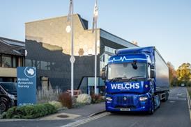 Welch Group’s new 100% electric HGV outside the British Antarctic Survey HQ