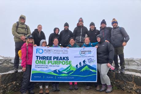 The Fleet Operations team at the top of Moel Famau.