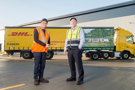 L-R Sambit Banerjee, Joint CEO of Siemens Mobility UK&I and Wayne Jay, VP Operations at DHL Supply Chain UK.