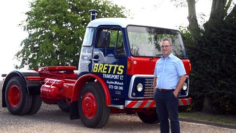 Simon Brett MD Bretts Transport with the newly restored Volvo F86 tractor unit