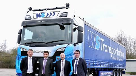 Pictured L-R Edward Stobart - WS, Craig Thompson, Scott Robertson - both HaulageHub - and Nigel McMullan - WS