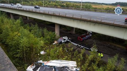 The site of the lorry recovery