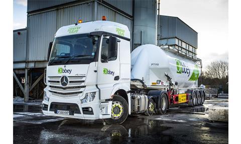 Abbey Logistics Actros three-quarters 2019