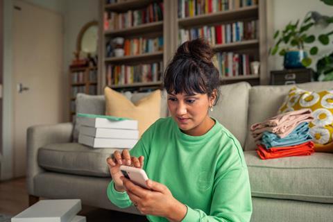 Customer using app flat