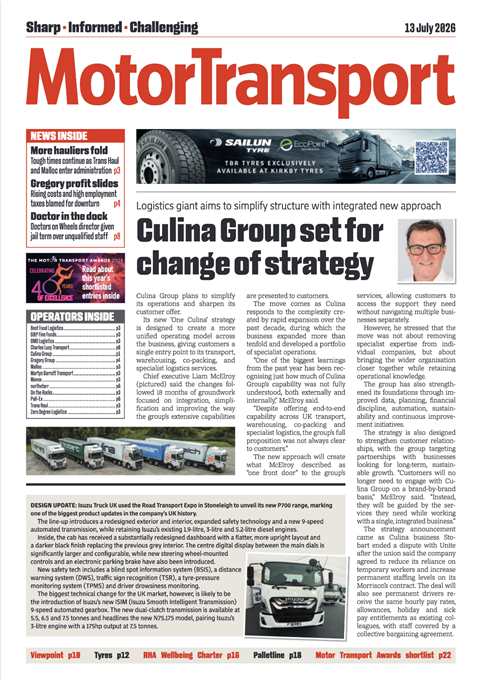 MotorTransport magazine cover dated 13 July 2026