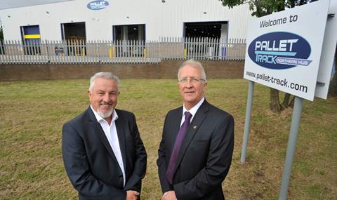 PALLET_TRACK_Northern Hub_launch. Mark Pulford and Wigan councillor David Molyneux