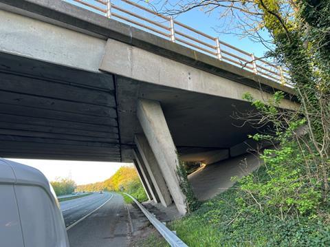 A section of Upton Road bridge over the M53.