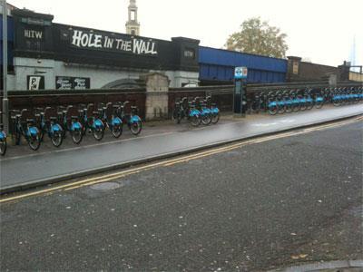 Boris Bikes at London's Waterloo station
