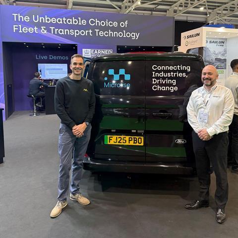 Microlise product director Steve Watson (l) and HaulageHub’s co-founder, Scott Robertson.