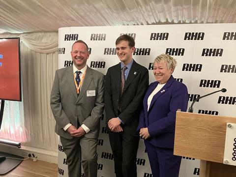 RHA chair Moreton Cullimore (l), the DfT's Keith Mather and MP Rachel Taylor.