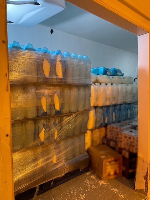 The load of one of the vehicles involved in the operation.