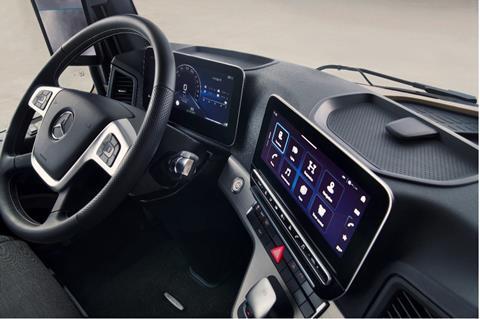 Inside cabin of Mercedes Actros L ProCabin