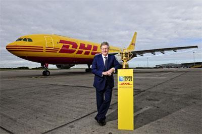Phil Couchman, CEO of DHL Express with the Webb Ellis Cup