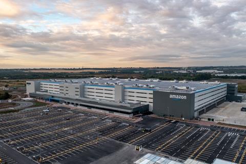An Amazon distribution warehouse in Leeds.