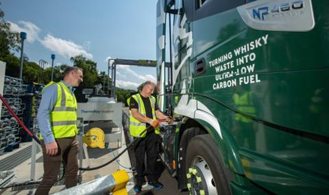 Refuelling the trucks with Distilleries Director, Stuart Watts (1)