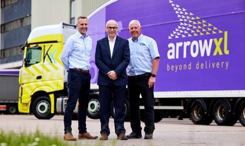 (From left) Richard Smith, MD of Kinaxia Logistics’ primary sector business, Simon Hawthorne, general manager, trunking and network control at ArrowXL, and Adrian Boardman, senior operations manager, Mark Thompson Transport