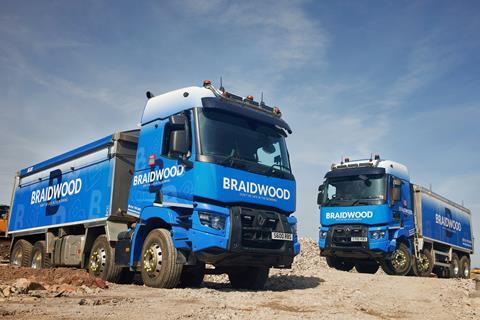 Roy Braidwood & Sons Transport Ltd has taken delivery of its first two Renault Trucks C440 8x4 tippers, supplied by JDS Truck and Van.