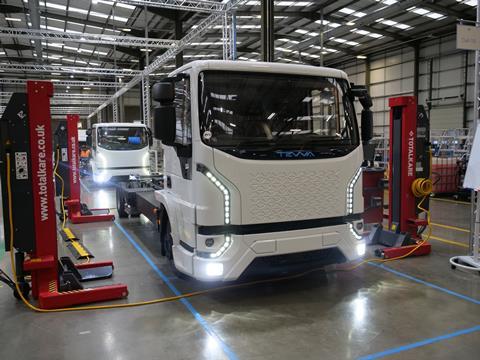 Electric Trucks on Tevva London production line
