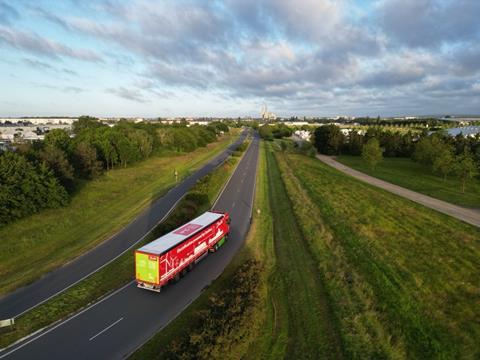 Aerial photo of the truck outside of Chartres, France