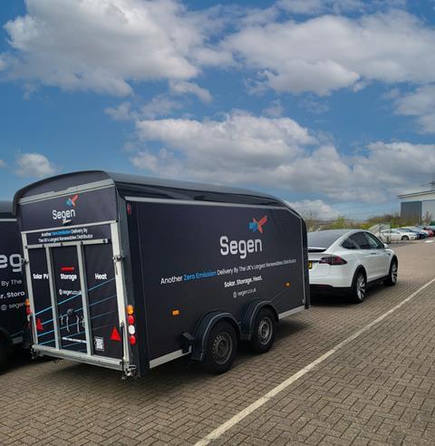 Products are transported in 'pods' pulled by electric SUVs.