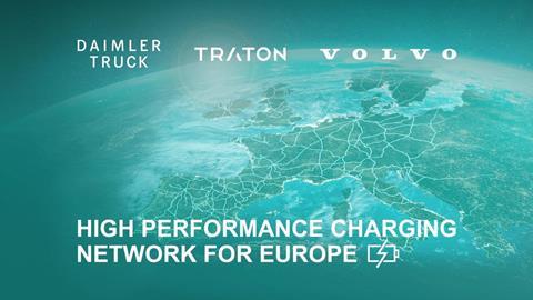 Daimler Truck, TRATON GROUP und Volvo Group unterzeichnen Joint-Venture-Vereinbarung für europäisches Hochleistungs-LadenetzDaimler Truck, the TRATON GROUP and Volvo Group sign joint venture agreement for European high-performance charging network