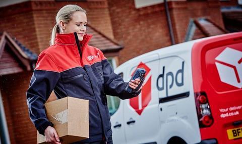DPD delivery driver with handheld