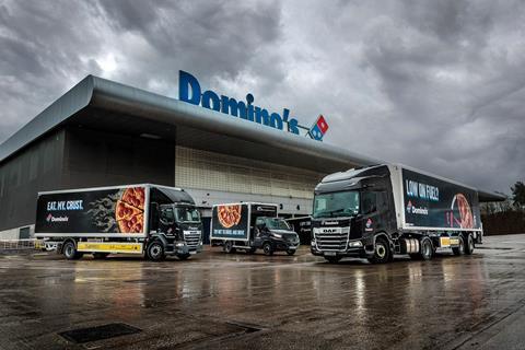 Dawsongroup vehicles ready for work at Domino's.