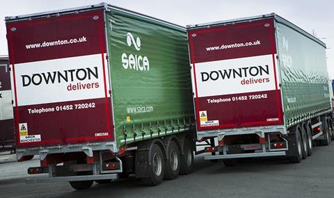 SAICA livery on trailers. Downton operations at SAICA, Carrington, Manchester.