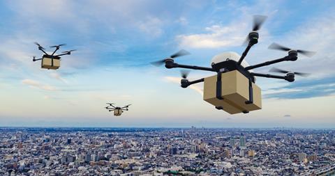 Drone,Delivery,Concept.,Autonomous,Unmanned,Aerial,Vehicle,Used,To,Transport