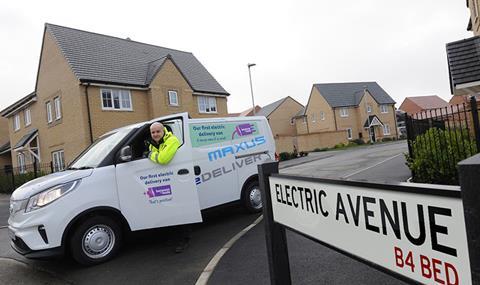 Bensons for Beds' electric van with driver Stuart Hind