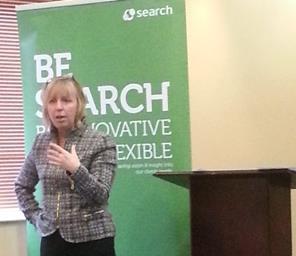 Beverley Bell speaking at Search Consultancy event