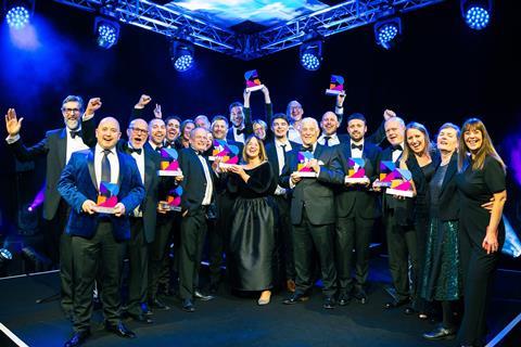 Peter Brown and other award winners celebrate at the Hull & East Yorkshire Business Awards.
