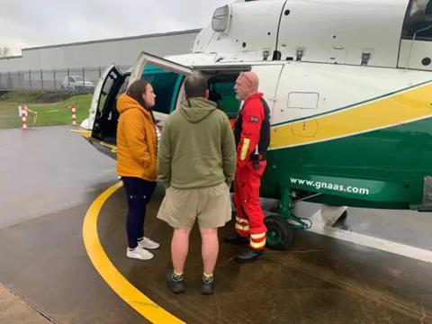 Lee Johnson and his partner Stacey met with the paramedics that saved his life.