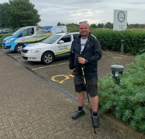 Johnson joined his partner for part of the charity fundraising walk.