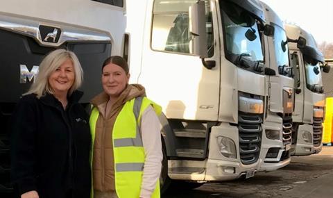 (L to R) Jan Smith, Driver Resource Specialist at Encore with Charlotte Redfern, Encore’s new female HGV Class I Driver for AVARA Foods