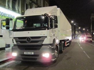 Mercedes-Benz Axor delivering at night
