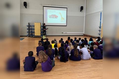 Essex Police’s Commercial Vehicle Unit used a lorry to give a “thumbs up” road safety talk to Thurrock primary school pupil