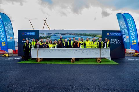 Representatives from Greggs plc, Northamptonshire County Council and main contractor TSL Projects joined logistics developer Tritax Big Box Developments at Symmetry Park Kettering.